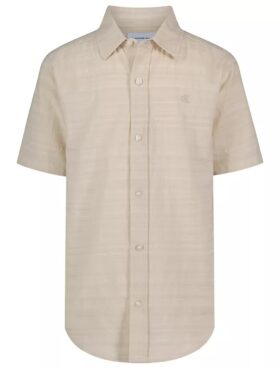 Camicia classica da bambino con righe in rilievo e bottoni