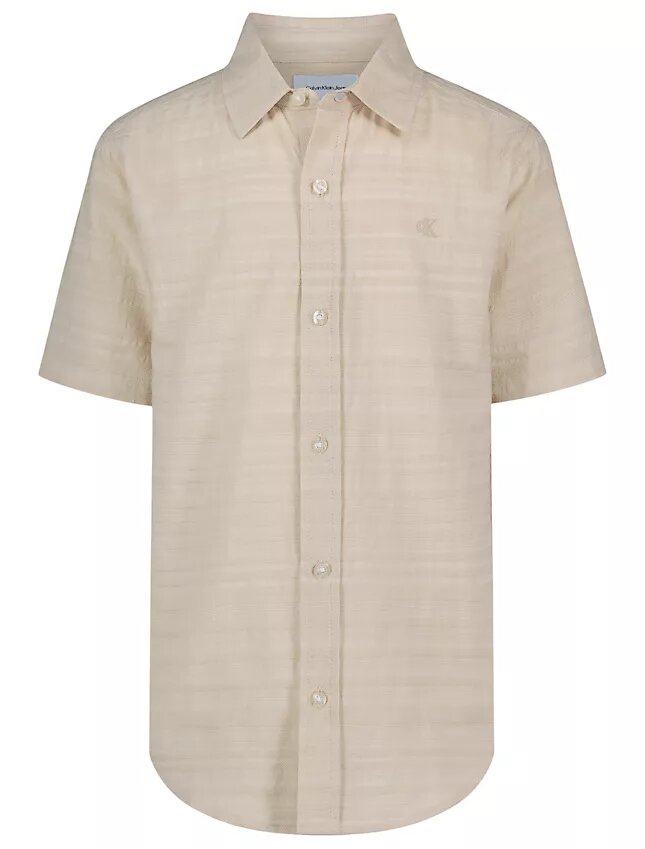 Camicia classica da bambino con righe in rilievo e bottoni Camicia classica da bambino con righe in rilievo e bottoni