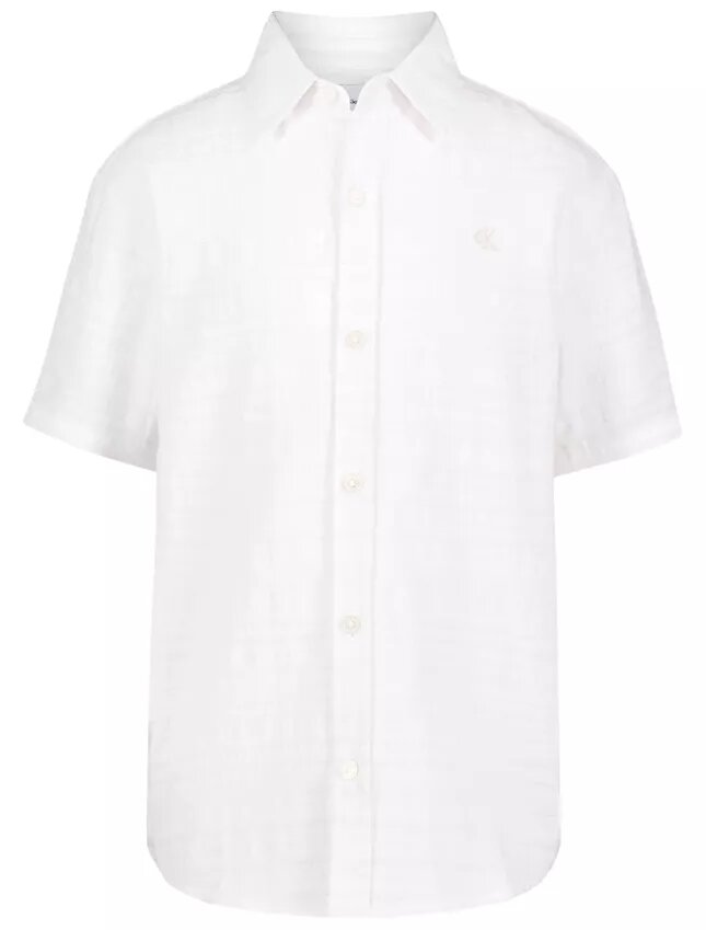Camicia classica da bambino con righe in rilievo e bottoni Camicia classica da bambino con righe in rilievo e bottoni