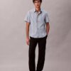 Camicia classica elasticizzata a righe tinte in filo Camicia classica elasticizzata a righe tinte in filo