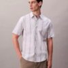Camicia classica elasticizzata a righe tinte in filo