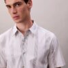 Camicia classica elasticizzata a righe tinte in filo