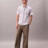 Camicia classica elasticizzata a righe tinte in filo