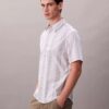 Camicia classica elasticizzata a righe tinte in filo
