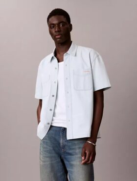Camicia classica in Denim a maniche corte con bottoni