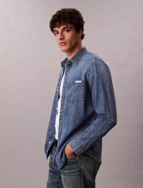 Camicia classica in Denim con bottoni