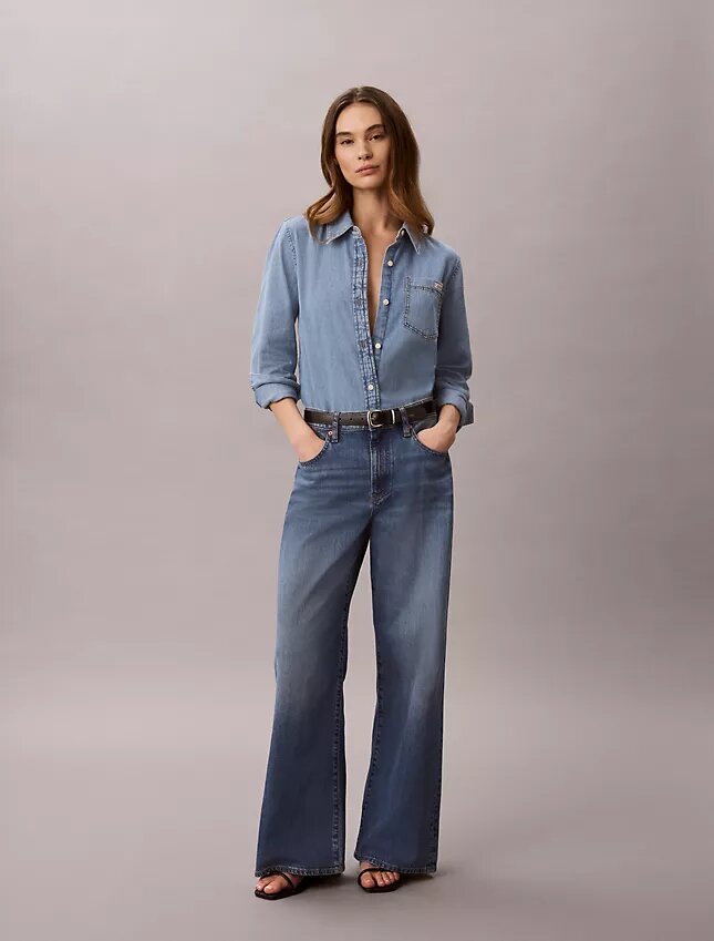 Camicia classica in Denim con bottoni Camicia classica in Denim con bottoni