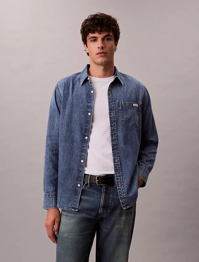 Camicia classica in Denim con bottoni Camicia classica in Denim con bottoni