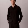 Camicia classica in lino e cotone con colletto button-down
