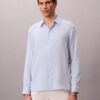 Camicia classica in misto lino a tinta unita