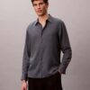 Camicia classica in misto lino a tinta unita