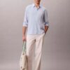 Camicia classica in misto lino a tinta unita