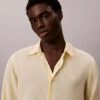 Camicia classica in misto lino a tinta unita