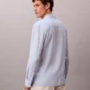 Camicia classica in misto lino a tinta unita