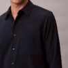 Camicia classica in seersucker tinta unita