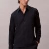Camicia classica in seersucker tinta unita