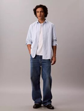 Camicia classica Oxford a tinta unita con bottoni