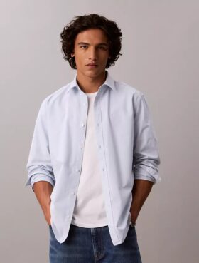Camicia classica Oxford a tinta unita con bottoni