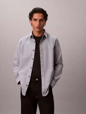 Camicia classica Oxford a tinta unita con colletto button-down