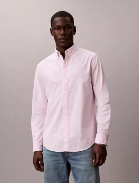 Camicia classica Oxford a tinta unita con colletto button-down