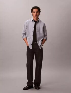 Camicia classica Oxford a tinta unita con colletto button-down