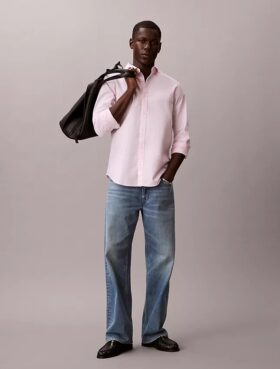 Camicia classica Oxford a tinta unita con colletto button-down