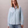 Camicia comoda a righe in cotone con bottoni Camicia comoda a righe in cotone con bottoni