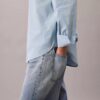 Camicia comoda a righe in cotone con bottoni Camicia comoda a righe in cotone con bottoni