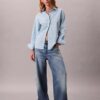 Camicia comoda a righe in cotone con bottoni Camicia comoda a righe in cotone con bottoni