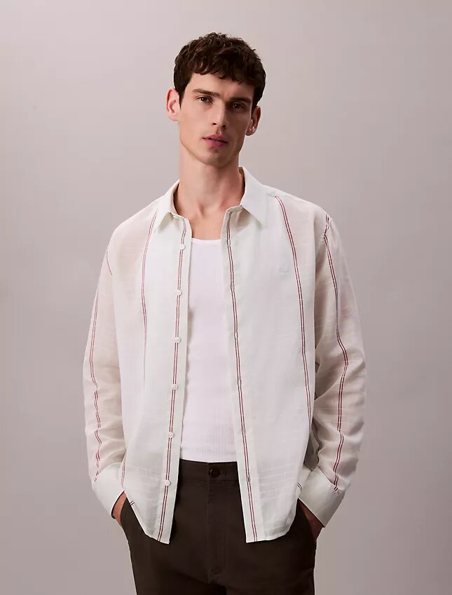 Camicia comoda in cotone e nylon Camicia comoda in cotone e nylon
