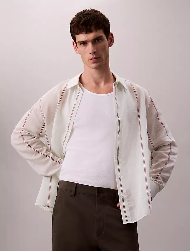 Camicia comoda in cotone e nylon Camicia comoda in cotone e nylon