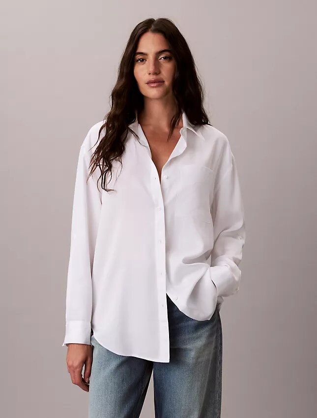 Camicia con bottoni e linguette in lyocell Camicia con bottoni e linguette in lyocell