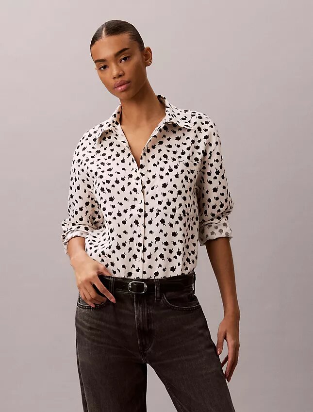 Camicia con bottoni e linguette in lyocell Camicia con bottoni e linguette in lyocell