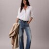 Camicia con bottoni e linguette in lyocell Camicia con bottoni e linguette in lyocell