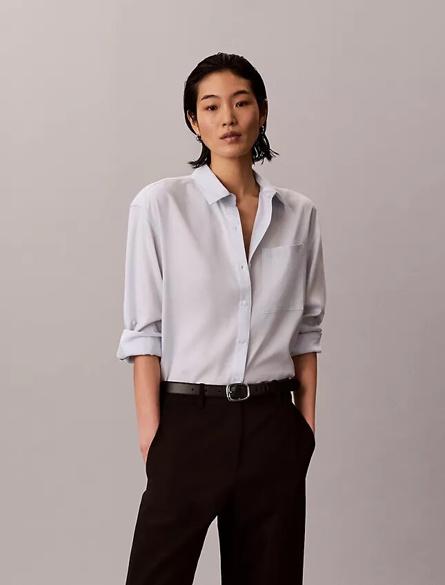 Camicia con bottoni e linguette in lyocell Camicia con bottoni e linguette in lyocell
