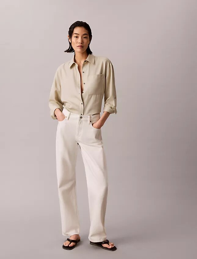 Camicia con bottoni e linguette in lyocell Camicia con bottoni e linguette in lyocell