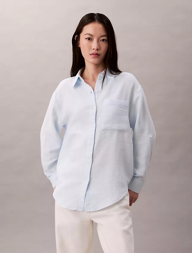 Camicia con linguette in doppia garza Camicia con linguette in doppia garza