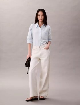 Camicia con linguette in doppia garza
