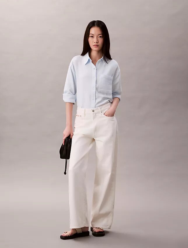 Camicia con linguette in doppia garza Camicia con linguette in doppia garza