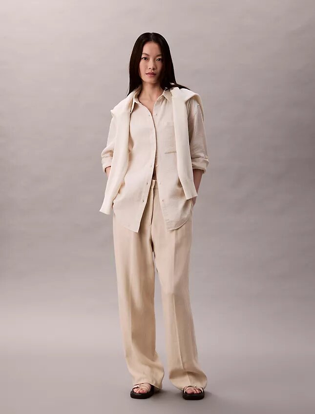 Camicia con linguette in doppia garza Camicia con linguette in doppia garza