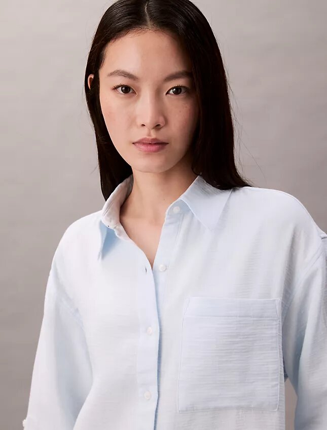Camicia con linguette in doppia garza Camicia con linguette in doppia garza