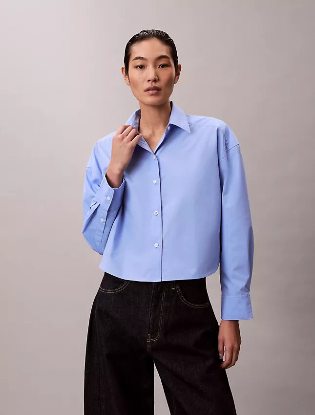 Camicia corta in popeline a quadretti Camicia corta in popeline a quadretti