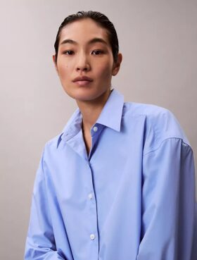 Camicia corta in popeline a quadretti