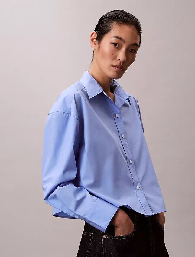 Camicia corta in popeline a quadretti Camicia corta in popeline a quadretti