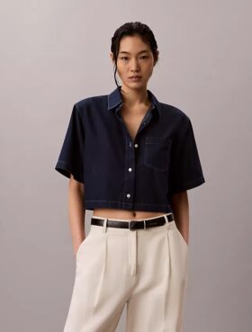 Camicia corta squadrata in misto Lyocell