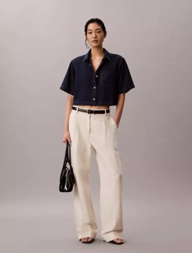 Camicia corta squadrata in misto Lyocell