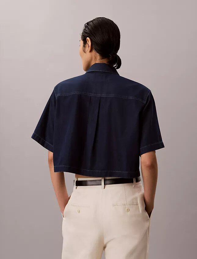 Camicia corta squadrata in misto Lyocell Camicia corta squadrata in misto Lyocell