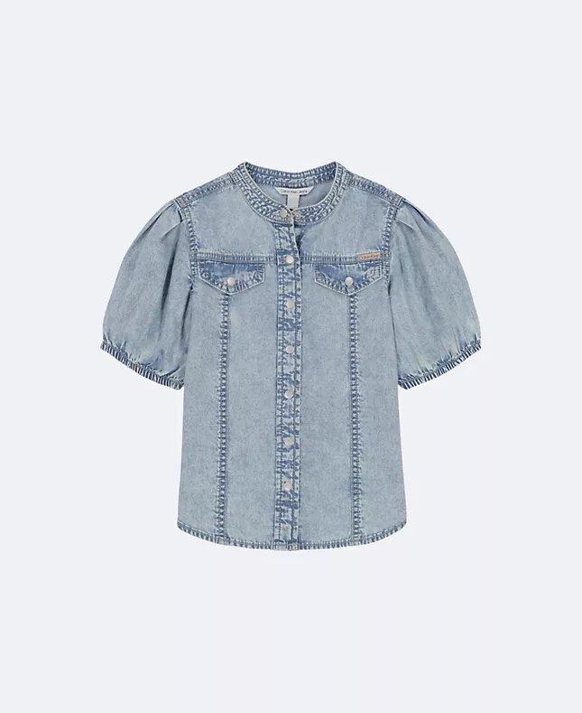 Camicia da bambina in Denim con bottoni Camicia da bambina in Denim con bottoni