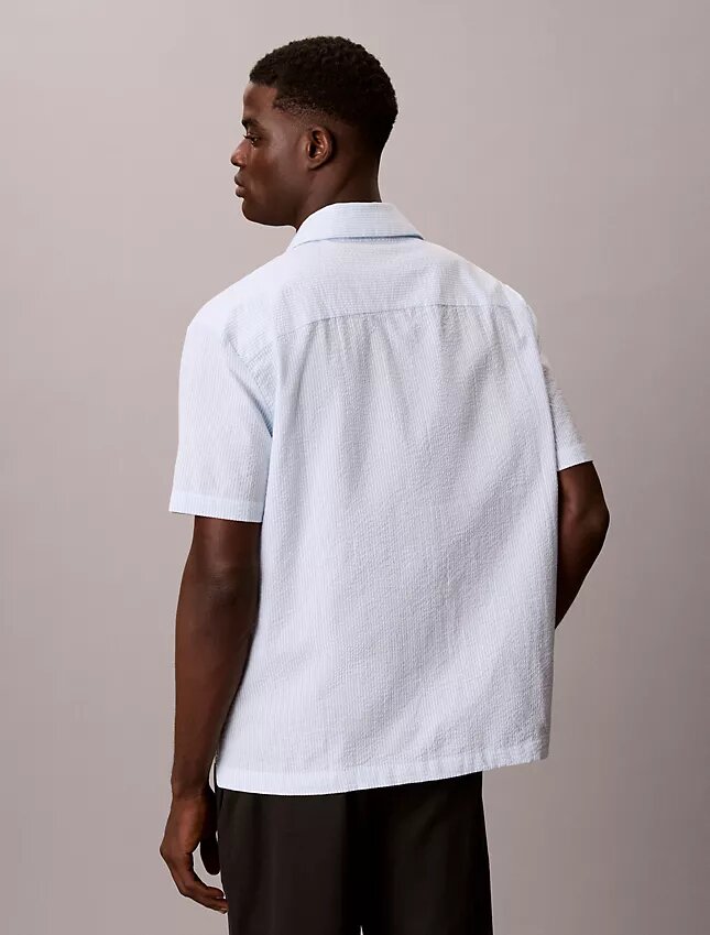 Camicia da notte comoda in seersucker con bottoni Camicia da notte comoda in seersucker con bottoni