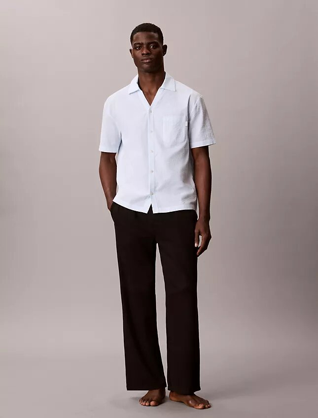 Camicia da notte comoda in seersucker con bottoni Camicia da notte comoda in seersucker con bottoni